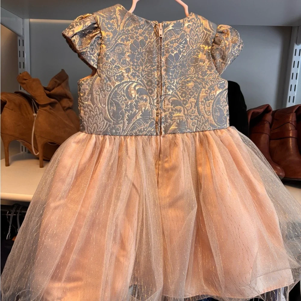 Iris & Ivy Gold and Pink Brocade Dress - Picture 3 of 4
